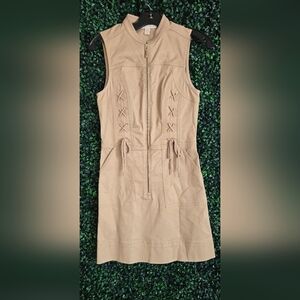 MINT Michael Kors Women Zip Khaki Utility Tank Knee Length Dress Size XS